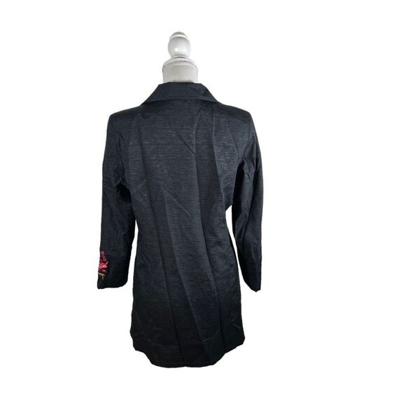Silkland Black Embroidered Silk Lightweight Jacket - Picture 7 of 8